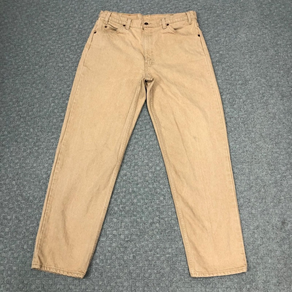 Vintage Levis 550 Jeans Mens 36x32 Beige Denim Relaxed Fit Tapered Leg USA 90s